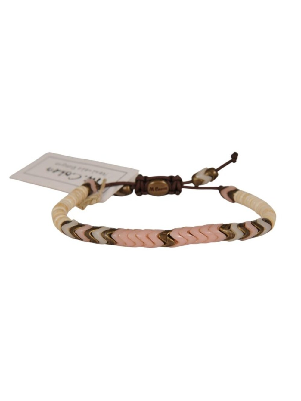 M Cohen By Maor Arrowhead Beaded Bracelet 9  Tan Brown Pink Stone